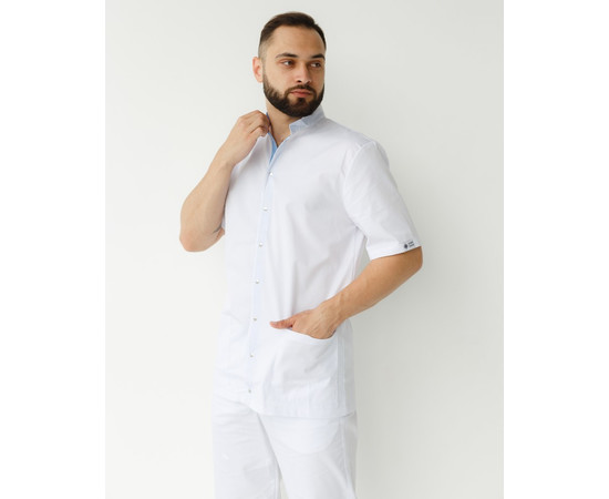 Изображение 7 Медицинский костюм мужской Лондон белый-голубой р. 48, "БЕЛЫЙ ХАЛАТ" 133-372-679, Размер: 48, Цвет: белый-голубой