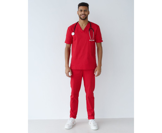 Изображение 9 Медицинский костюм мужской Марсель красный р. 52, "БЕЛЫЙ ХАЛАТ" 353-339-708, Размер: 52, Цвет: красный