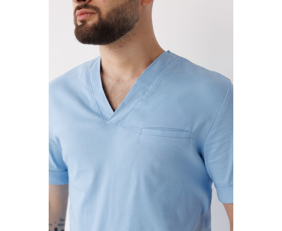 Изображение 4 Медицинский костюм мужской Марсель голубой р. 46, "БЕЛЫЙ ХАЛАТ" 353-333-708, Размер: 46, Цвет: голубой