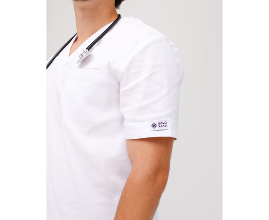 Изображение 4 Медицинский костюм мужской Марсель белый р. 52, "БЕЛЫЙ ХАЛАТ" 353-324-708, Размер: 52, Цвет: белый
