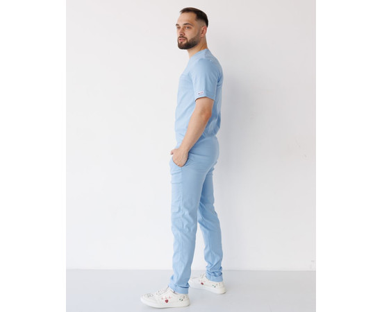Изображение 3 Медицинский костюм мужской Марсель голубой р. 52, "БЕЛЫЙ ХАЛАТ" 353-333-708, Размер: 52, Цвет: голубой
