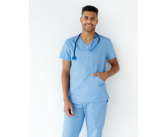 Зображення 3 Медичний костюм чоловічий Мілан блакитний р. 50, "БІЛИЙ ХАЛАТ" 134-333-708, Розмір: 50, Цвет: блакитний