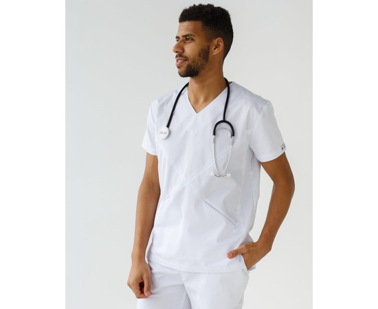 Зображення 3 Медичний костюм чоловічий Мілан білий р. 56, "БІЛИЙ ХАЛАТ" 134-324-708, Розмір: 56, Цвет: білий