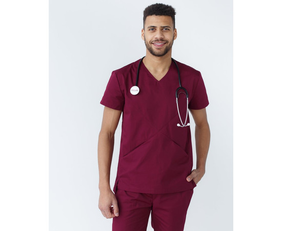 Зображення 3 Медичний костюм чоловічий Мілан марсала р. 46, "БІЛИЙ ХАЛАТ" 134-326-708, Розмір: 46, Цвет: марсала