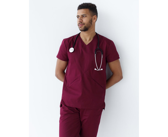 Зображення 9 Медичний костюм чоловічий Мілан марсала р. 46, "БІЛИЙ ХАЛАТ" 134-326-708, Розмір: 46, Цвет: марсала