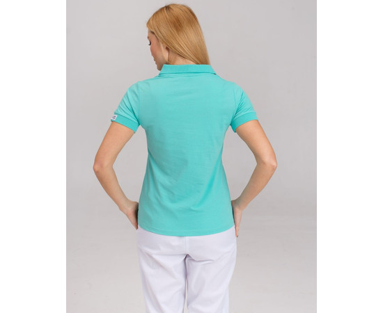 Зображення 2 Медичне поло жіноче світло-бірюзове з вишивкою Губи р. S, "БІЛИЙ ХАЛАТ" 147-426-635, Розмір: S, Цвет: бірюзовий
