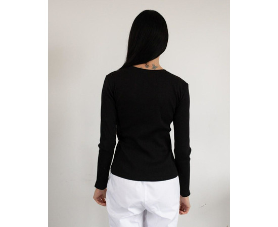 Зображення 2 Медичний лонгслів в рубчик жіночий чорний р. S, "БІЛИЙ ХАЛАТ" 392-321-716, Розмір: S, Цвет: чорний