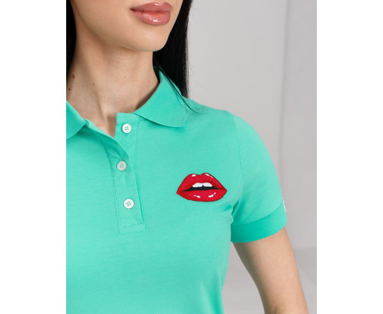 Зображення 3 Медичне поло жіноче ментол з вишивкою Губи р. L, "БІЛИЙ ХАЛАТ" 147-441-635, Розмір: L, Цвет: ментол