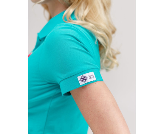 Зображення 4 Медичне поло жіноче м'ятне з вишивкою Губи р. L, "БІЛИЙ ХАЛАТ" 147-332-635, Розмір: L, Цвет: м'ятний