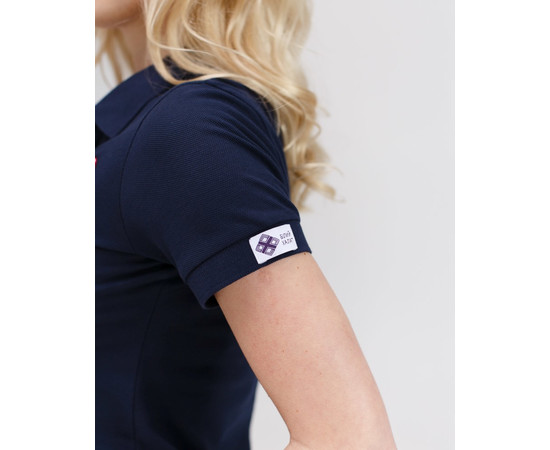 Зображення 4 Медичне поло жіноче синє з вишивкою Губи р. L, "БІЛИЙ ХАЛАТ" 147-322-635, Розмір: L, Цвет: синий