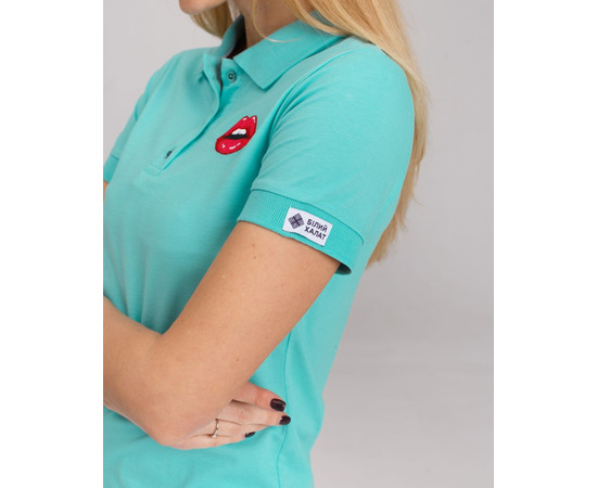 Зображення 4 Медичне поло жіноче світло-бірюзове з вишивкою Губи р. S, "БІЛИЙ ХАЛАТ" 147-426-635, Розмір: S, Цвет: бірюзовий