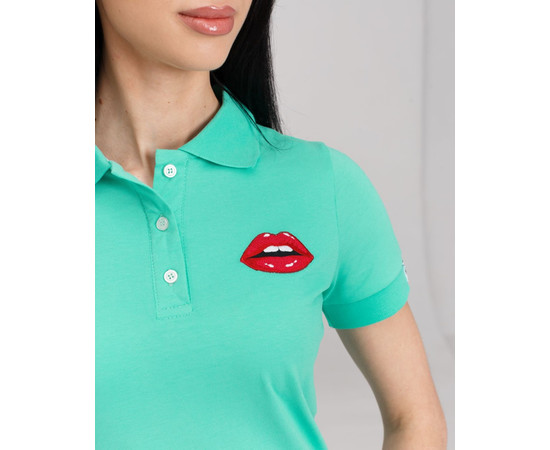 Зображення 5 Медичне поло жіноче ментол з вишивкою Губи р. XL, "БІЛИЙ ХАЛАТ" 147-441-635, Розмір: XL, Цвет: ментол