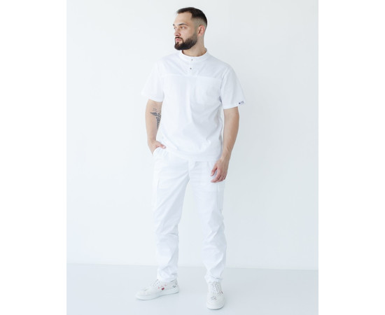 Зображення 9 Медичний костюм чоловічий Денвер білий +SIZE р. 62, "БІЛИЙ ХАЛАТ" 447-324-679, Розмір: 62, Цвет: білий