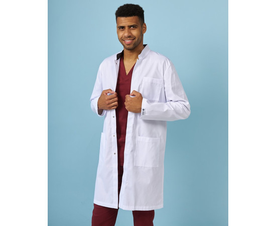 Зображення 8 Халат медичний чоловічий Амстердам білий-сірий SIZE р. 60, "БІЛИЙ ХАЛАТ" 154-366-755, Розмір: 60, Цвет: білий