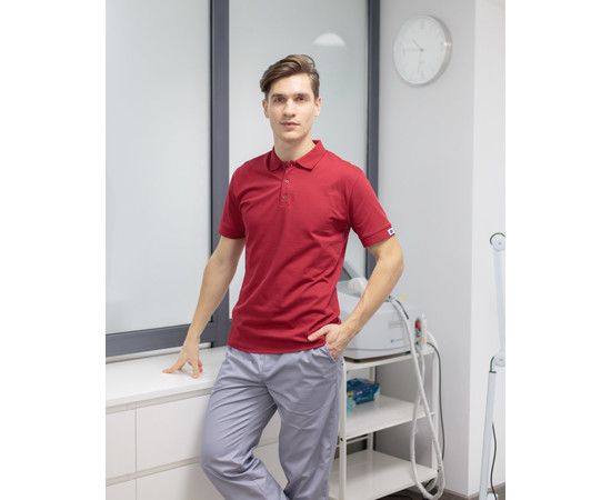 Изображение 4 Медицинское поло мужское бордовое р. M, "БЕЛЫЙ ХАЛАТ" 148-349-677, Размер: M, Цвет: бордовый