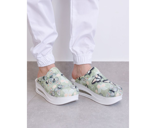 Зображення 2 Взуття медичне сабо Butterfly green з підошвою AirMax р. 41, "БІЛИЙ ХАЛАТ" 352-350-899, Розмір: 41, Цвет: butterfly green