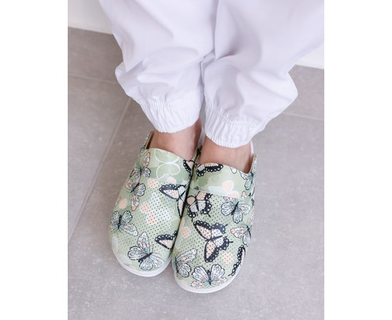 Зображення 4 Взуття медичне сабо Butterfly green з підошвою AirMax р. 39, "БІЛИЙ ХАЛАТ" 352-350-899, Розмір: 39, Цвет: butterfly green