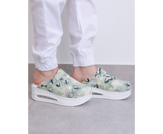 Зображення 3 Взуття медичне сабо Butterfly green з підошвою AirMax р. 39, "БІЛИЙ ХАЛАТ" 352-350-899, Розмір: 39, Цвет: butterfly green