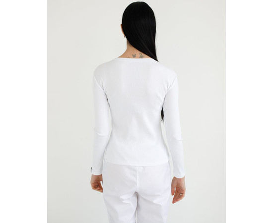 Изображение 2 Медицинский лонгслив в рубчик женский белый р. M, "БЕЛЫЙ ХАЛАТ" 392-324-716, Размер: M, Цвет: белый
