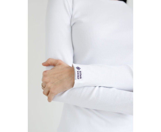 Зображення 3 Медичний лонгслів в рубчик жіночий білий р. XL, "БІЛИЙ ХАЛАТ" 392-324-716, Розмір: XL, Цвет: білий