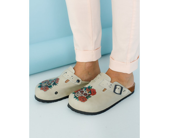 Зображення 3 Взуття медичне сабо ортопедичні SKULL/ROSES р. 37, "БІЛИЙ ХАЛАТ" 176-367-606, Розмір: 37, Цвет: skull/roses