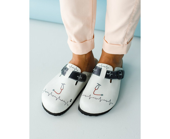 Зображення 3 Взуття медичне сабо ортопедичні STETHOSCOPE з чорним ремінцем р. 40, "БІЛИЙ ХАЛАТ" 176-324-613, Розмір: 40, Цвет: stethoscope