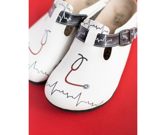 Зображення 6 Взуття медичне сабо ортопедичні STETHOSCOPE з чорним ремінцем р. 40, "БІЛИЙ ХАЛАТ" 176-324-613, Розмір: 40, Цвет: stethoscope