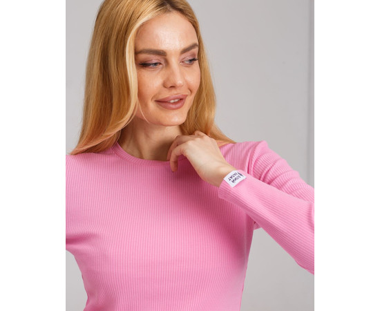 Зображення 3 Медичний лонгслів в рубчик жіночий рожевий р. XL, "БІЛИЙ ХАЛАТ" 392-337-901, Розмір: XL, Цвет: рожевий