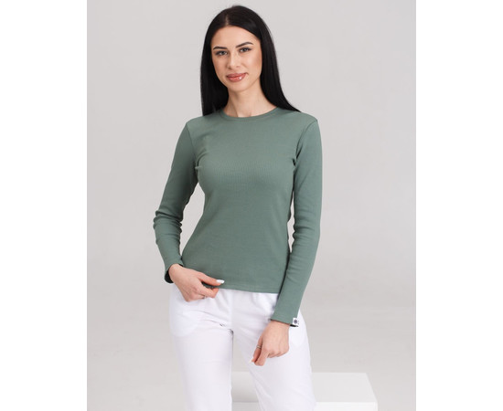 Зображення 3 Медичний лонгслів у рубчик жіночий темно-оливковий р. S, "БІЛИЙ ХАЛАТ" 392-483-901, Розмір: S, Цвет: темно-оливковий
