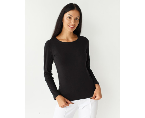 Изображение 5 Медицинский лонгслив женский черный р. M, "БЕЛЫЙ ХАЛАТ" 358-321-716, Размер: M, Цвет: черный