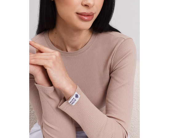 Изображение 5 Медицинский лонгслив в рубчик женский мокко р. S, "БЕЛЫЙ ХАЛАТ" 392-421-901, Размер: S, Цвет: мокко