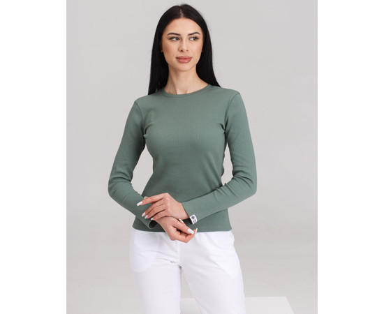 Зображення 6 Медичний лонгслів у рубчик жіночий темно-оливковий р. XL, "БІЛИЙ ХАЛАТ" 392-483-901, Розмір: XL, Цвет: темно-оливковий