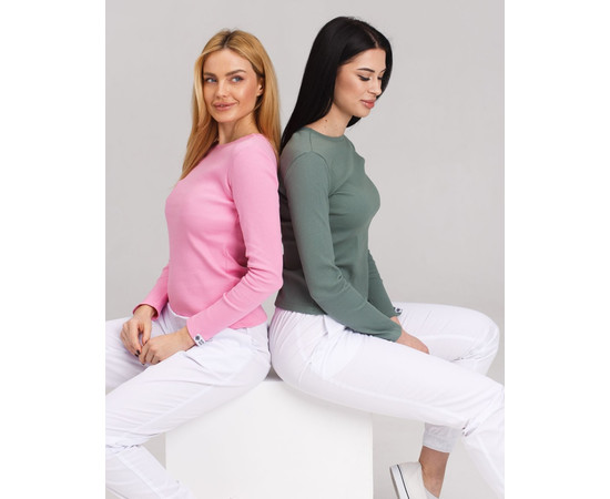 Зображення 7 Медичний лонгслів у рубчик жіночий темно-оливковий р. L, "БІЛИЙ ХАЛАТ" 392-483-901, Розмір: L, Цвет: темно-оливковий