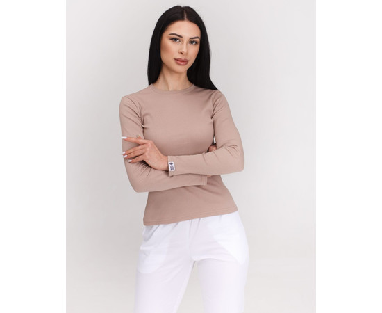 Изображение 8 Медицинский лонгслив в рубчик женский мокко р. S, "БЕЛЫЙ ХАЛАТ" 392-421-901, Размер: S, Цвет: мокко