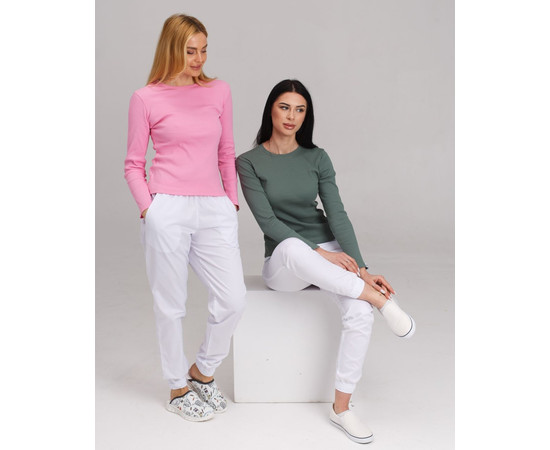 Зображення 9 Медичний лонгслів в рубчик жіночий рожевий р. L, "БІЛИЙ ХАЛАТ" 392-337-901, Розмір: L, Цвет: рожевий