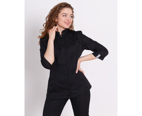 Зображення 6 Медична сорочка жіноча Сакура чорна р. 46, "БІЛИЙ ХАЛАТ" 184-321-679, Розмір: 46, Цвет: чорний