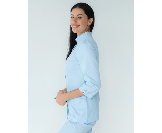 Зображення 6 Медична сорочка жіноча Сакура блакитна р. 52, "БІЛИЙ ХАЛАТ" 184-462-678, Розмір: 52, Цвет: лазурный