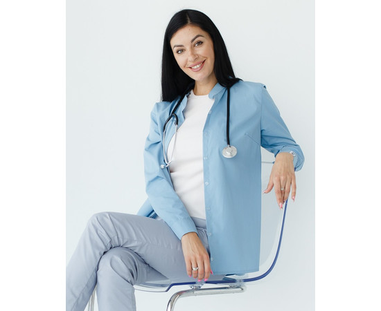 Зображення 4 Медична сорочка жіноча Стефанія сіро-блакитна р. 42, "БІЛИЙ ХАЛАТ" 402-458-821, Розмір: 42, Цвет: сіро-блакитний