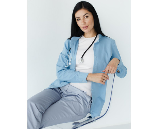 Зображення 6 Медична сорочка жіноча Стефанія сіро-блакитна р. 46, "БІЛИЙ ХАЛАТ" 402-458-821, Розмір: 46, Цвет: сіро-блакитний