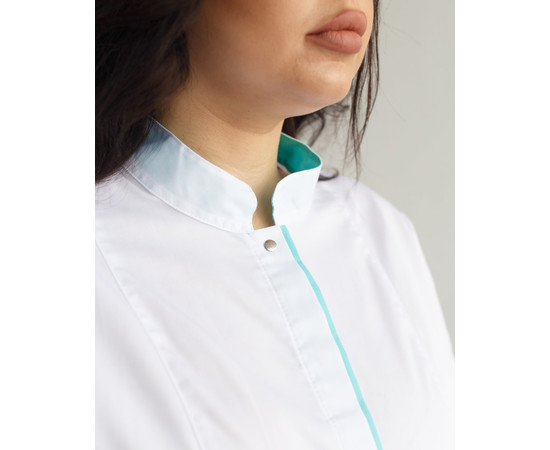 Изображение 2 Медицинская рубашка женская Сакура белый-мятный +SIZE р. 58, "БЕЛЫЙ ХАЛАТ" 428-464-679, Размер: 58, Цвет: белый-мятный