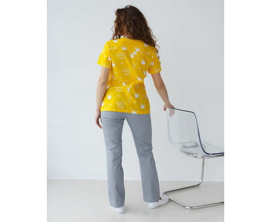 Зображення 2 Медична сорочка жіноча Топаз принт корона жовта р. 50, "БІЛИЙ ХАЛАТ" 126-397-767, Розмір: 50, Цвет: корона жовта