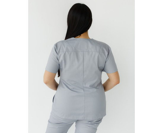Изображение 2 Медицинская рубашка женская Топаз серая +SIZE р. 58, "БЕЛЫЙ ХАЛАТ" 386-328-705, Размер: 58, Цвет: серый