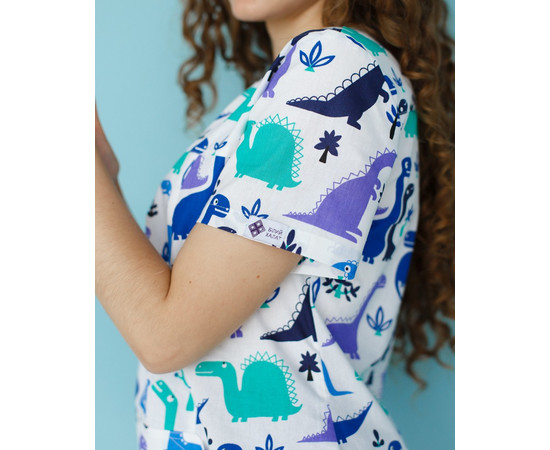 Изображение 2 Медицинская рубашка женская Топаз принт динозавры электрик р. 40, "БЕЛЫЙ ХАЛАТ" 126-334-640, Размер: 40, Цвет: динозавры электрик