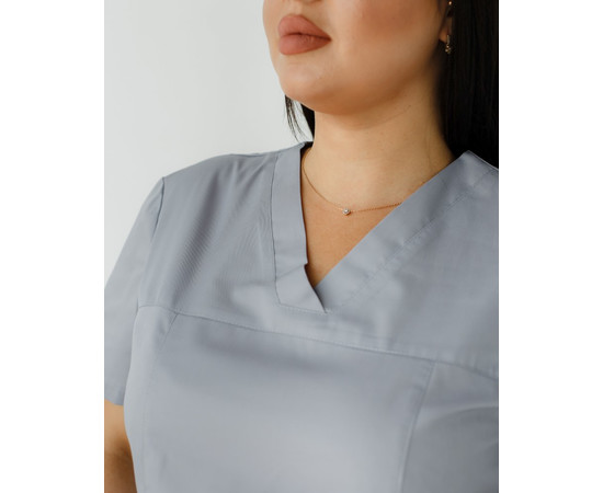 Изображение 3 Медицинская рубашка женская Топаз серая +SIZE р. 60, "БЕЛЫЙ ХАЛАТ" 386-328-705, Размер: 60, Цвет: серый