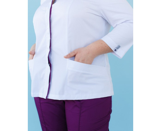 Зображення 3 Сорочка жіноча Сакура білий-фіолетовий +SIZE р. 58, "БІЛИЙ ХАЛАТ" 311-346-679, Розмір: 58, Цвет: білий-фіолетовий