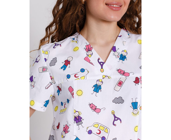 Зображення 3 Медична сорочка жіноча Топаз принт MediKids р. 40, "БІЛИЙ ХАЛАТ" 126-324-774, Розмір: 40, Цвет: medi kids