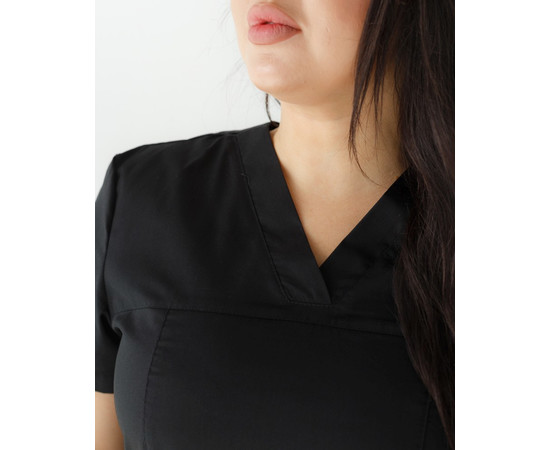 Изображение 3 Медицинская рубашка женская Топаз черная +SIZE р. 58, "БЕЛЫЙ ХАЛАТ" 386-321-705, Размер: 58, Цвет: черный