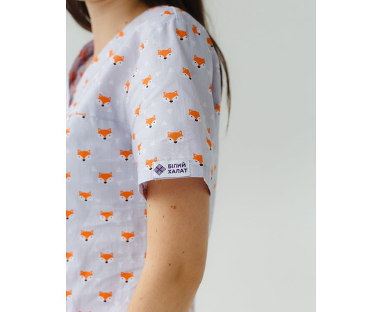 Зображення 3 Медична сорочка жіноча Топаз принт лисички персикові р. 42, "БІЛИЙ ХАЛАТ" 164-338-729, Розмір: 42, Цвет: лисички персикові