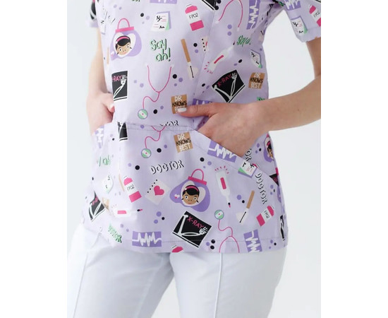 Зображення 4 Медична сорочка жіноча Топаз принт Laboratory р. 44, "БІЛИЙ ХАЛАТ" 126-324-775, Розмір: 44, Цвет: laboratory