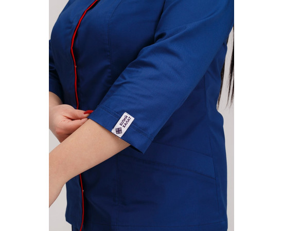 Зображення 4 Медична сорочка жіноча Сакура сапфір-червоний +SIZE р. 60, "БІЛИЙ ХАЛАТ" 311-360-679, Розмір: 60, Цвет: сапфір